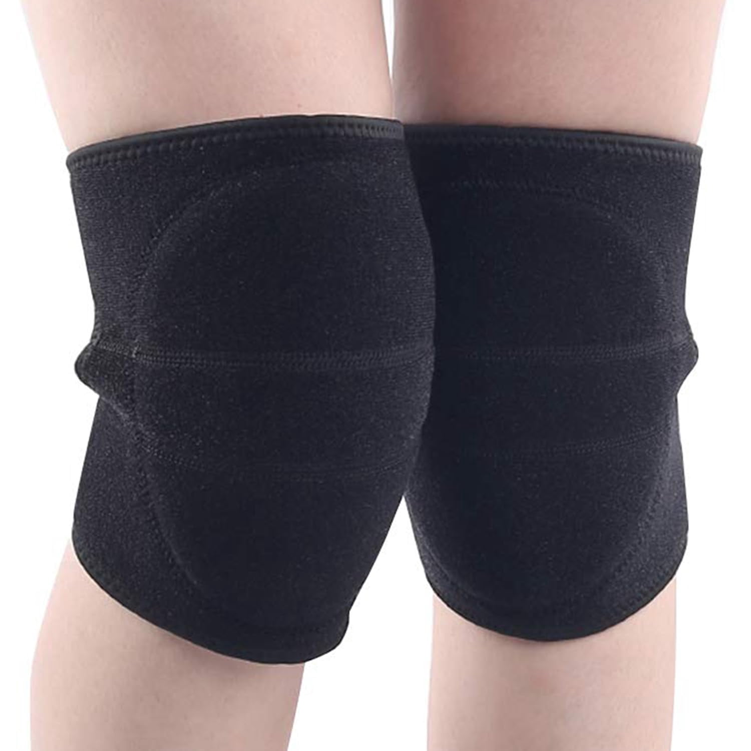 Knee Pads, Memory Foam Soft Knee Protector with Double Straps for Football Dance Yoga Tennis, Volleyball Knee Pads for Men Women (BLACK)