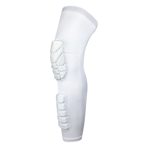 Knee Pads for Sports Padded Compression Leg Sleeve with Thigh Guard Support Protective Gear Brace for Football Basketball Volleyball Softball, L, White
