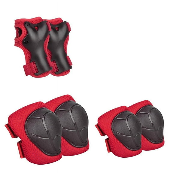 Knee Pads for Kids Elbow Set Toddler Protective Gear with Wrist Guards Red