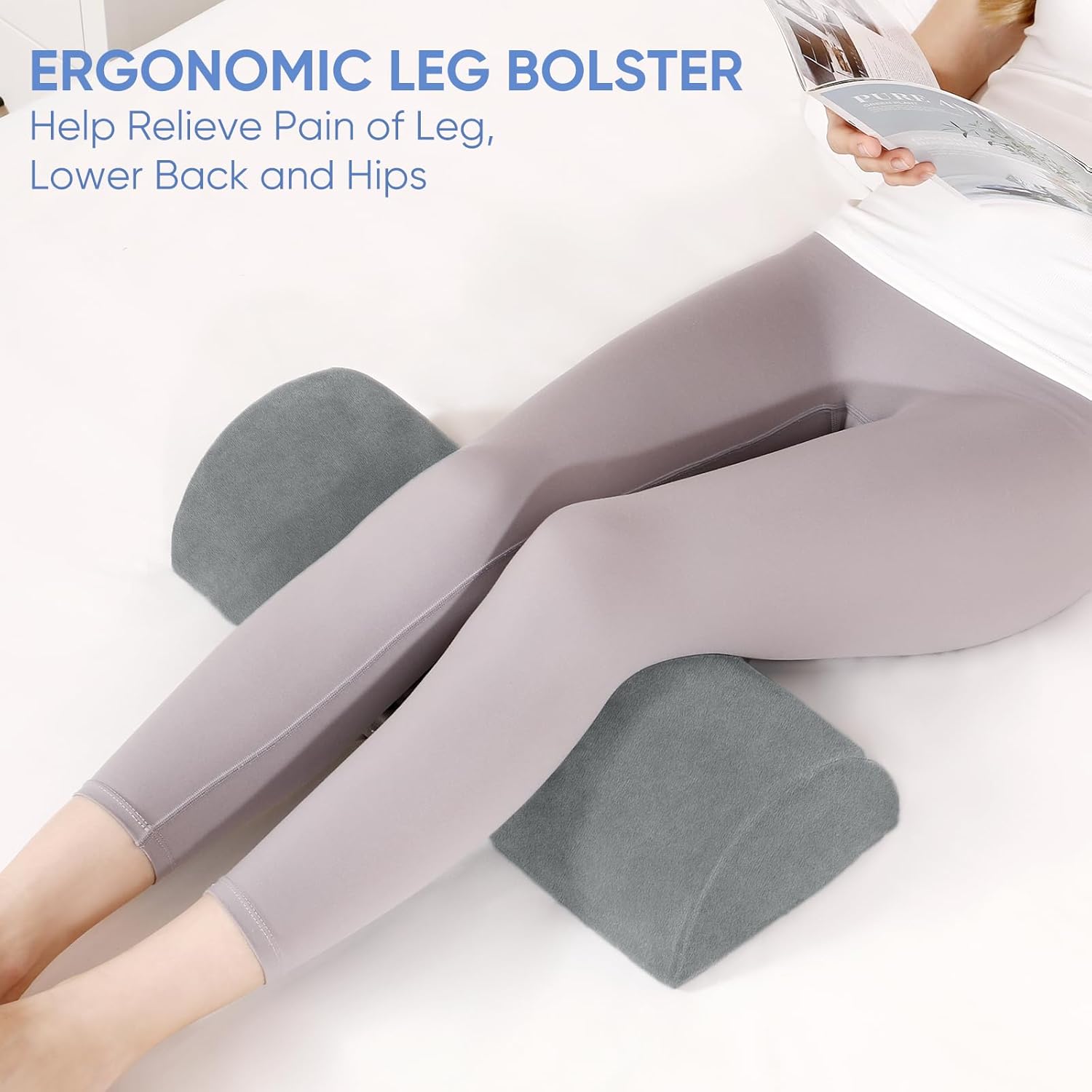 Knee Pillow for Back Sleeping, Memory Foam Leg Pillow for Side Sleeping