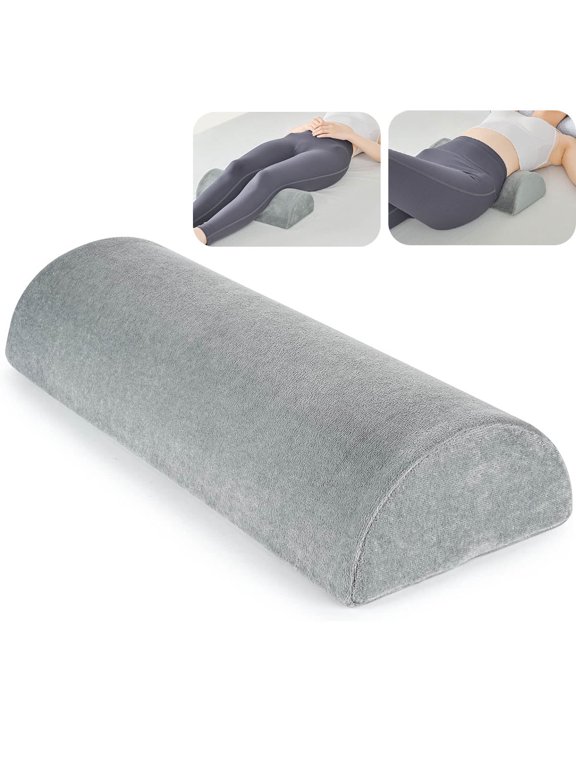 Knee Pillow,Comfortable Pure Memory Foam,Half Moon Bolster Pillow for Sciatica Pain Relief Under Leg Support for Sleeping on Back Half Moon Bolster for Bed, Grey