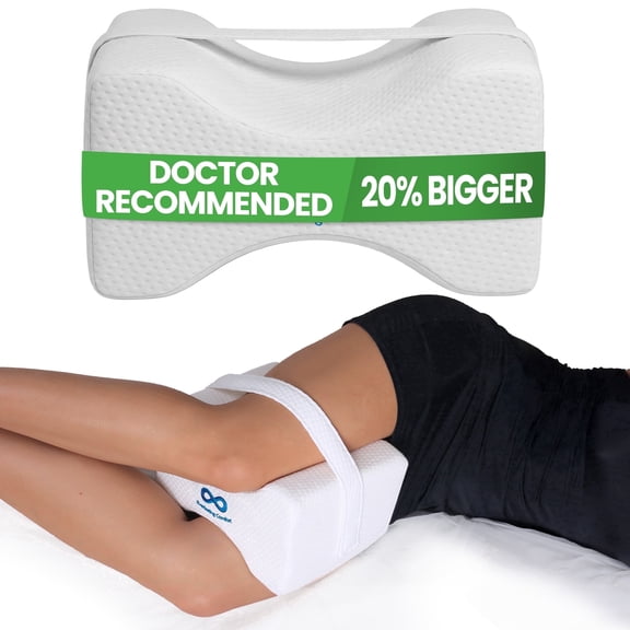 Everlasting Comfort Memory Foam Knee Pillow for Side Sleepers with Adjustable Strap