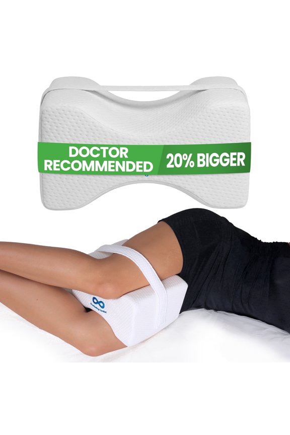 Memory Foam Knee Pillow for Side Sleepers with Adjustable Strap
