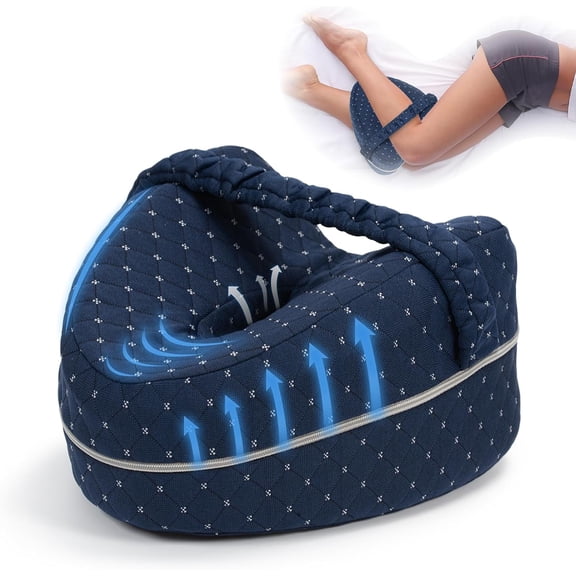 Knee Pillow, Leg Pillow with Memory Foam Pillow Core, Ergonomic Design Relieves Back/Hip/Joint Pain and Sciatica with an Extra Replacement Pillowcase for Side Sleepers and Pregnant Women