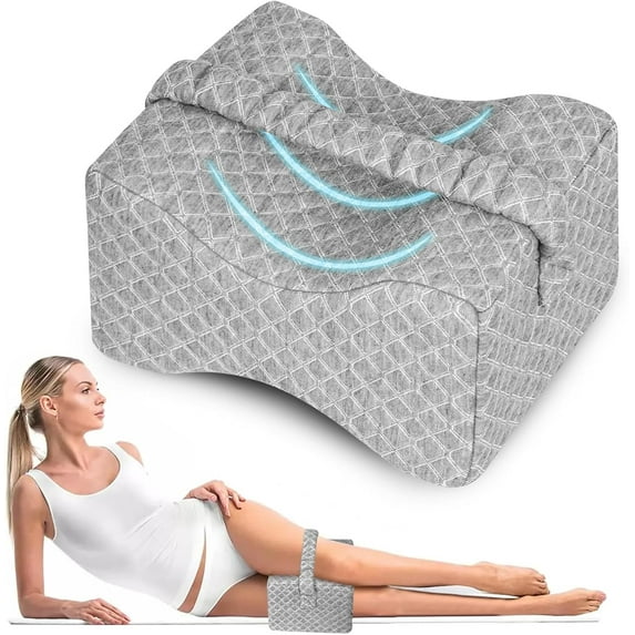 Knee Pillow for Side Sleepers, Leg Pillow for Sciatica, Back, HIPS, Knees, Joints Pain Relief,Pillows for Between Legs While Sleeping Spine Alignment Support & Relieves Pressure(Grey)