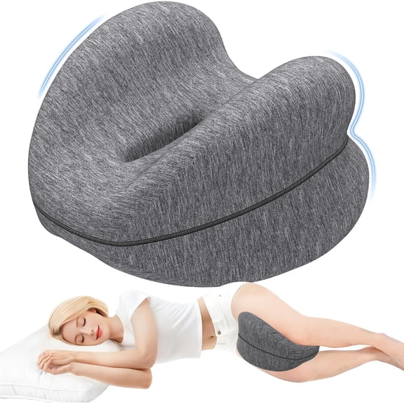 Knee Pillow for Side Sleepers, Leg Pillow for Sleeping with Washable Cover and High-Density Memory Foam, Adaptive Support for Legs, Spine Aligning, Sciatica, Back, Hip, Knee, Grey