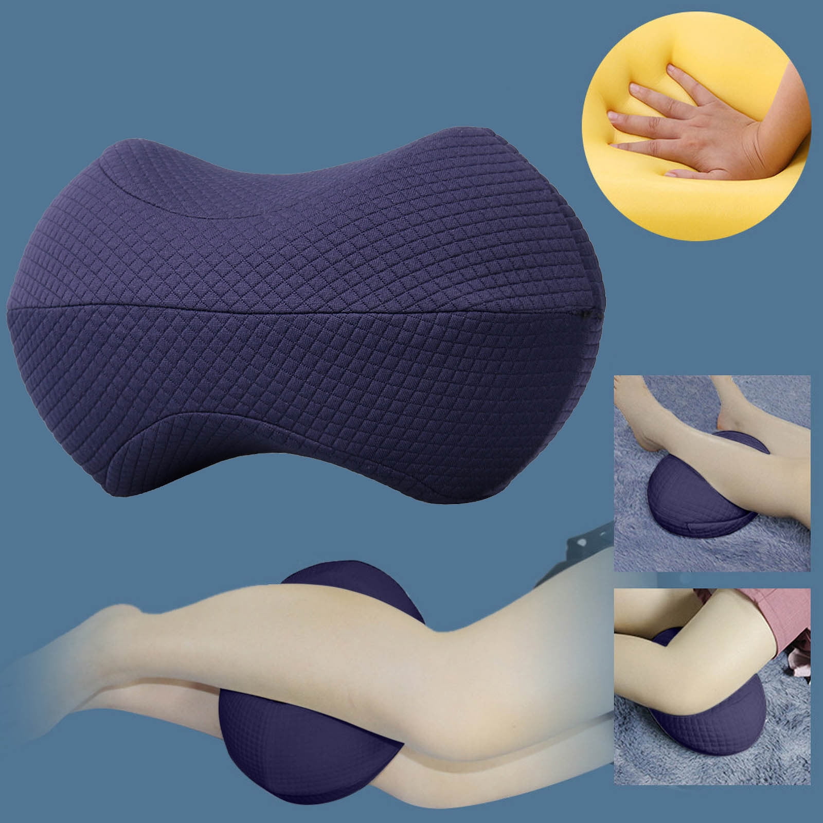 Pink Memory Foam Knee Pillow For Side Sleepers – 14”x10”x5” With Adjustable Strap, Spine Alignment & Pain Relief For Sciatica, Back, Hips