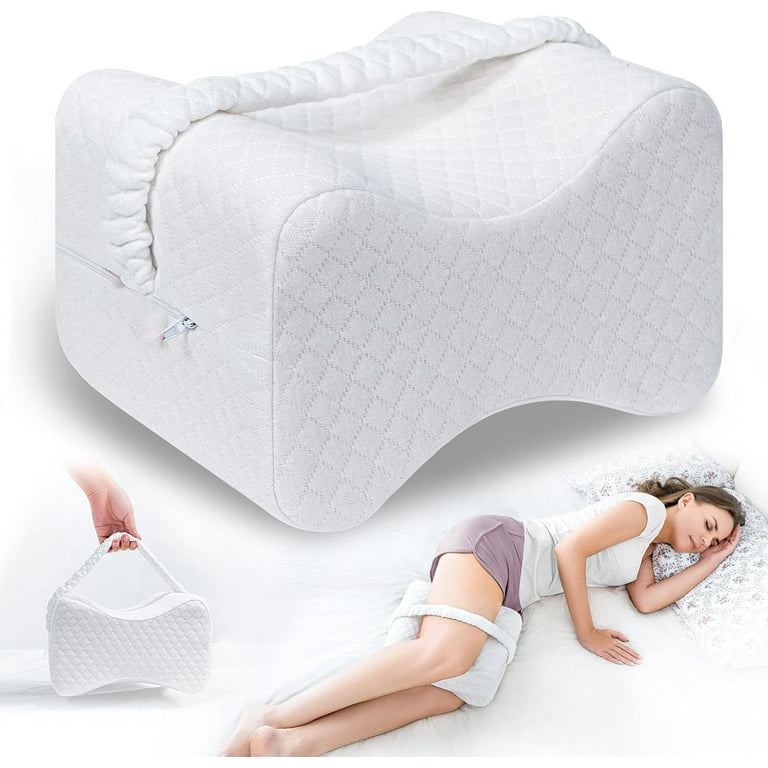 Knee Pillow for Side Sleepers Memory Foam Leg Wedge Pillow for Back Pain Pregnancy Spine Alignment Pain Relief Breathable and Comfortable Contour