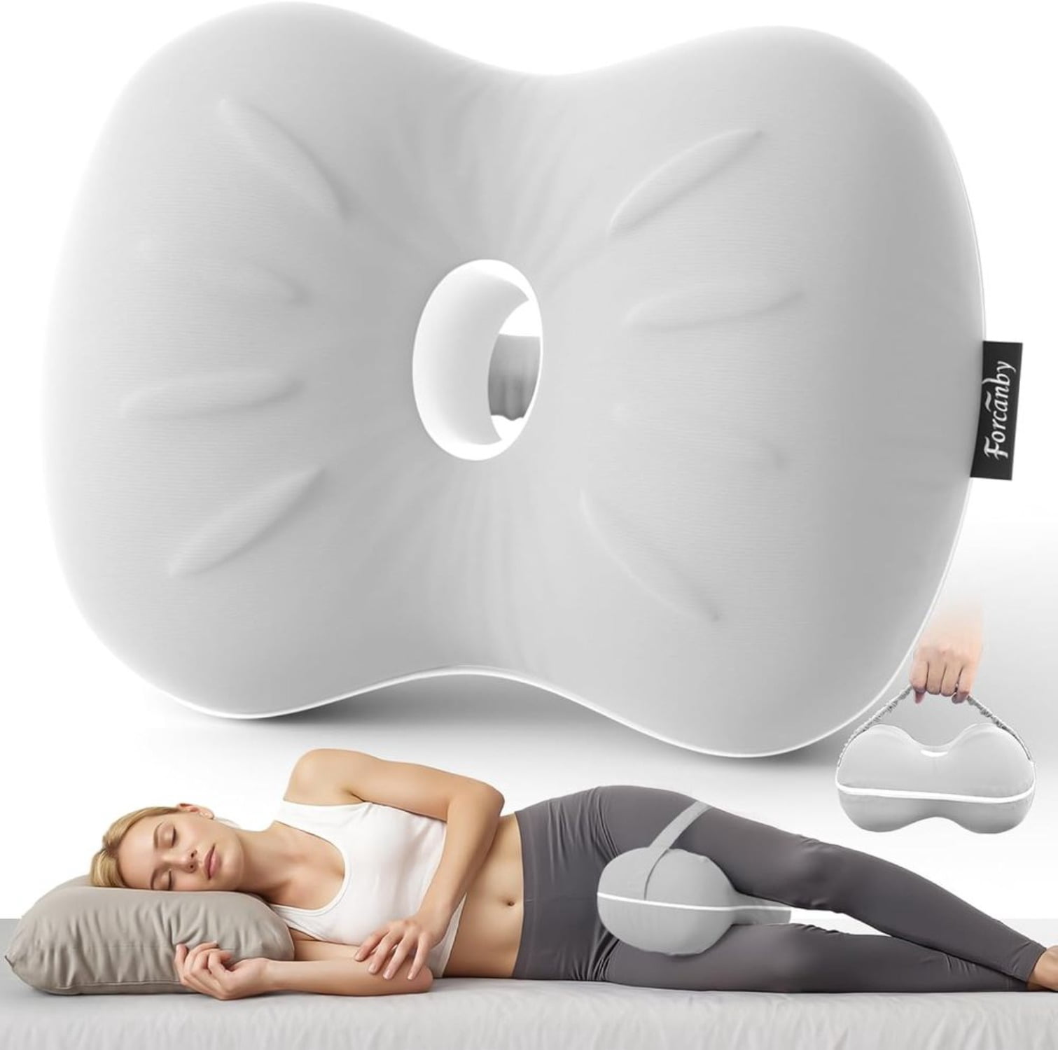 Knee Pillow for Side Sleepers Memory Foam Spine Alignment Pillow for Back Hip Pain Sciatica Pregnancy Surgery Recovery