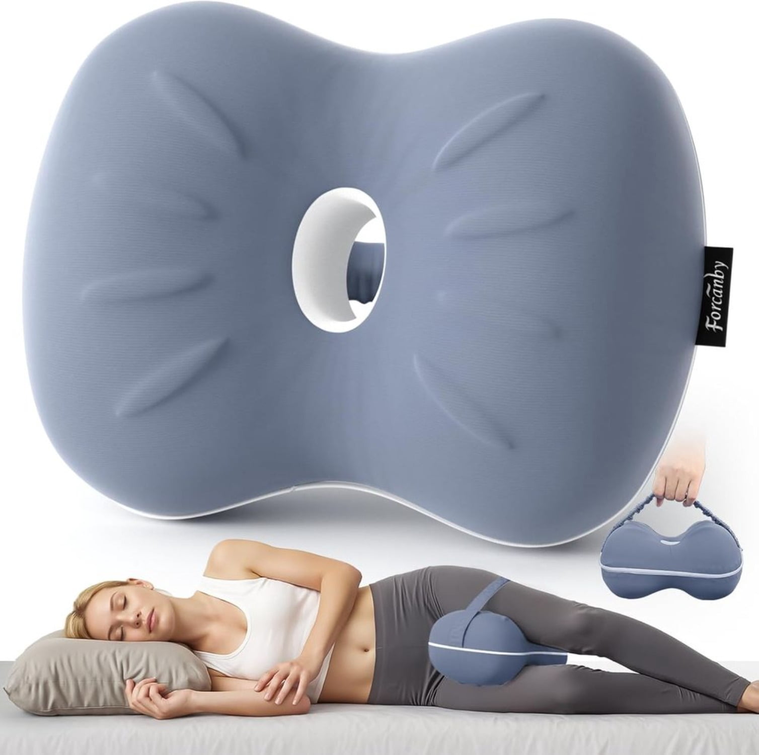 Knee Pillow for Side Sleepers Memory Foam Spine Alignment Pillow for Back Hip Pain Sciatica Pregnancy Surgery Recovery