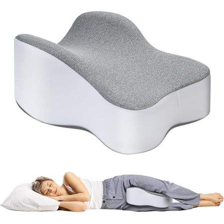 Behome Knee Pillow, 14” Comfortable Memory Foam Leg Pillow for Side Sleeping, Hip Pillow Between Legs, Gray
