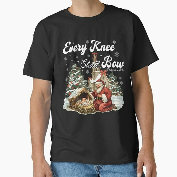 Knee Quote Every Shall Holiday Bow Vintage Jesus Christian Christmas G8753 Unisex T-Shirt, Up to Size 5XL