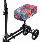 KUAZIDAR Knee Scooter Pad Cover with 2.6 in Memory Foam, Non-Slip Knee Walker Cushion, Removable Washable Cover, Floral
