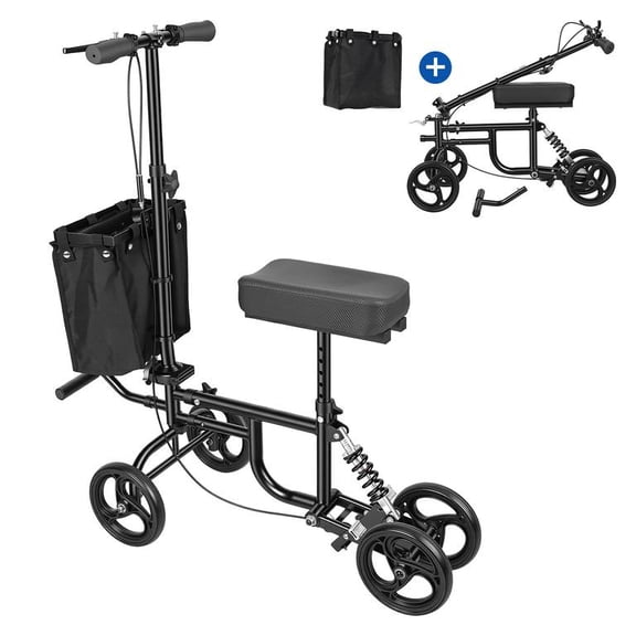 Knee Scooter Walker with Foldable Design, Padded Knee Rest & Adjustable Handlebars, 8" Wheels, Durable Steel Frame for Easy Mobility