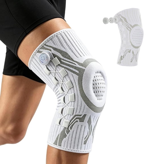 Knee Sleeve, Adjustable Knee Brace with Micro-Adjustment Dial System, for Running, Workout, Unisex