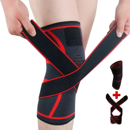 Knee Sleeve, Compression Fit Support -for Joint Pain and Arthritis Relief, Improved Circulation Compression - Wear Anywhere - Single M Red