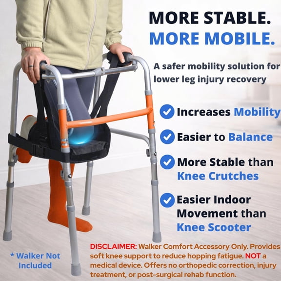 Knee Sling for Walker Adjustable Cushioned Support Non Weight Bearing Alternative to Scooters Crutches Surgery Recovery Foot Ankle Injuries