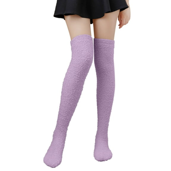 Over the Knee Socks for Women's Over Knee Plush Thermal Socks Stripe Colorful Lightweight Athletic Casual Winter Soft Warm Comfort Long Socks Winter Socks for Women Purple One Size1 Pairs