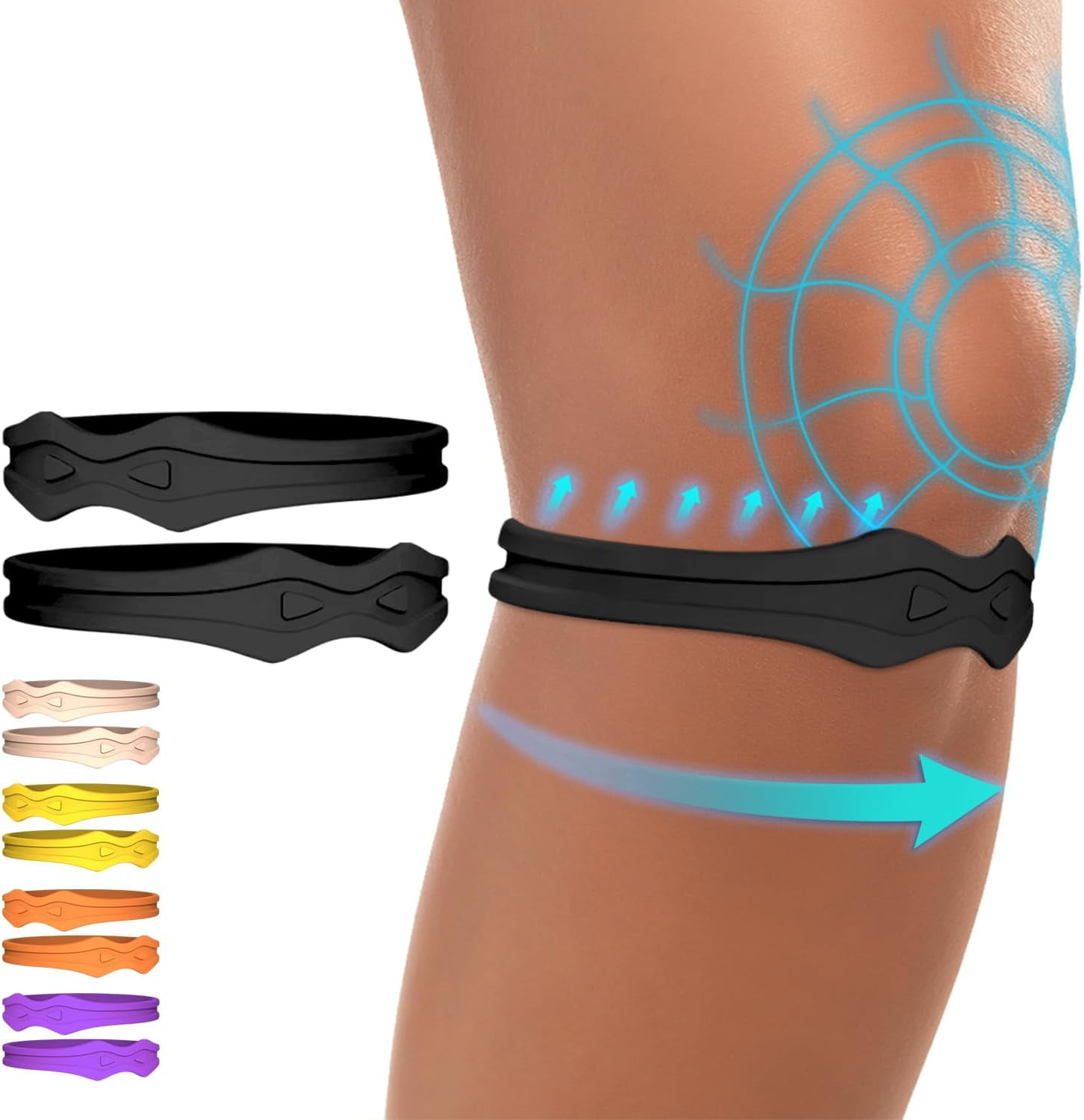 Knee Strap Patella Support: Knee Band for Patellar Tendon Pain Relief - Knee Brace for Tendonitis Jumpers Running Sports Basketball Men Women 2 Packs (Black)