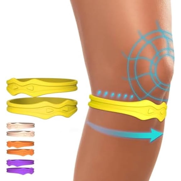 Knee Strap Patella Support: Knee Band for Patellar Tendon Pain Relief - Knee Brace for Tendonitis Jumpers Running Sports Basketball Men Women 2 Packs (Yellow)