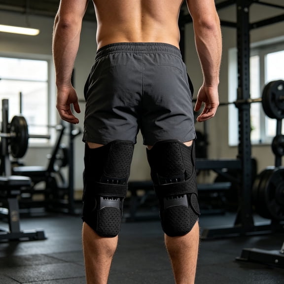 Knee Support Booster Brace With Spring-Assisted Function Adjustable Knee Stabilizer With Meniscus Support Pad Breathable Joint Support For Sports Climbing(Black-One Size)