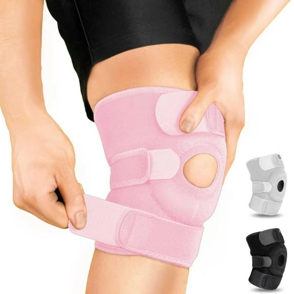 Knee Support Brace for Men Women, Adjustable Compression Sleeve Wrap Patellar Pad Tendon - Arthritis Pain, meniscus tear, Injury Recovery, Running, Workout(Pink)