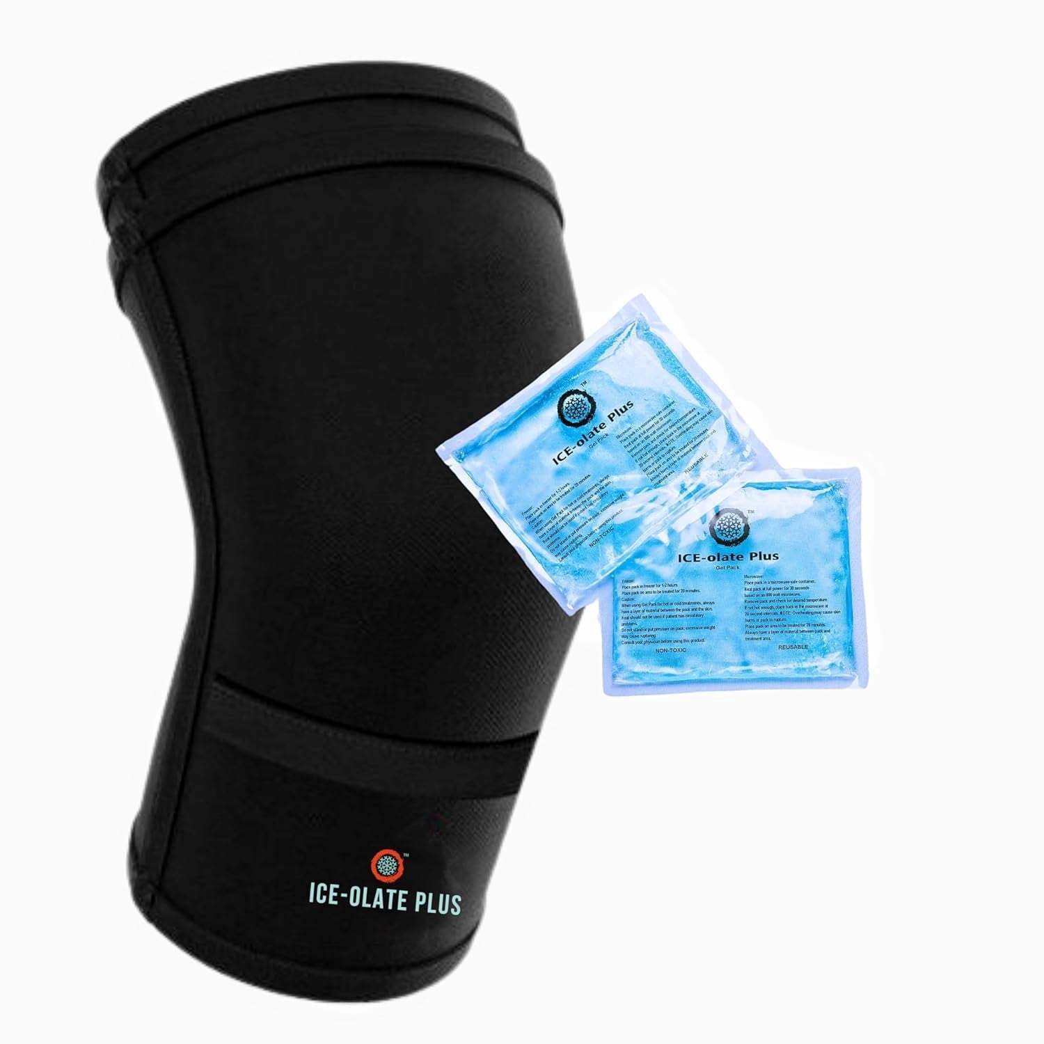 Knee Support Brace with Reusable Hot & Cold Gel Pack, Adjustable Compression Knee Wrap for Workouts, Daily Activities and Post-Workout Comfort - ICE-OLATE PLUS - M