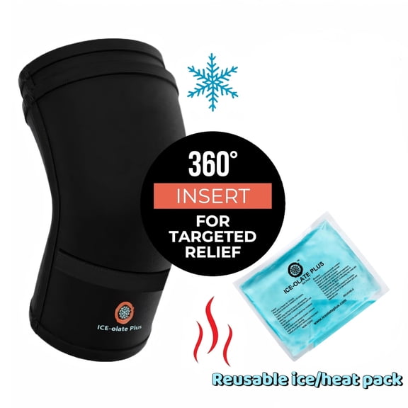 Knee Support Brace with Reusable Hot & Cold Gel Pack, Adjustable Compression Knee Wrap for Workouts, Daily Activities and Post-Workout Comfort - ICE-OLATE PLUS - S