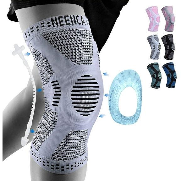 Knee Sleeve for Pain Relief With Patella Gel Pads And Side Stabilizers Knee Brace for Meniscus Tear, ACL, Joint Pain, Runner
