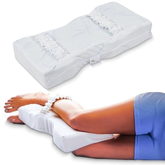 Knee-T Memory Foam Leg Pillow by Back Support Systems - Patented - Best Side Sleeper Pillow for Back Pain Relief, Hip and Sciatica Pain, Side Sleepers - Designed by Doctors
