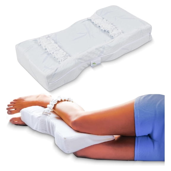 Knee-T Memory Foam Leg Pillow, Patented Orthopedic Support for Side Sleepers, Alignment and, 32 Inch Long White