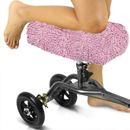 Vive Mobility Knee Scooter Pad Cover, Plush Sheepskin Memory Foam Cushion, Universal Fit Knee Walker & Knee Roller Accessory for Added Comfort, Pink