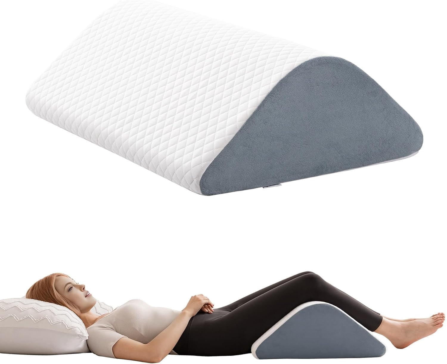 Knee Wedge Pillow 8'' for Post-Surgery Recovery - Leg Elevation Support for Sleep Position, Alleviating Lower Back & Hip Pain Enhancing Circulation in Ankles Legs Triangle Pillow with Removable Cover