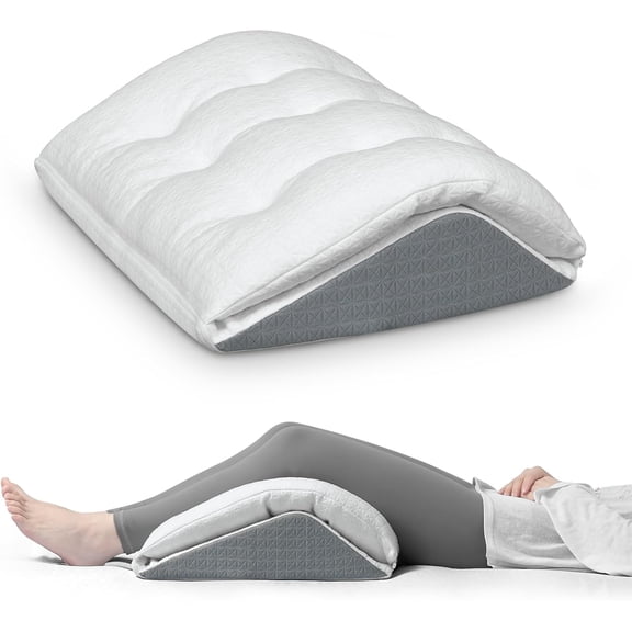 Knee Wedge Pillow, Convertible Knee Pillow for Legs Post Surgery, Knee Support, Leg Elevation, Dual-Layer Memory Foam Triangle Pillow for Back Sleeping, 21.5x16.5x6.3in