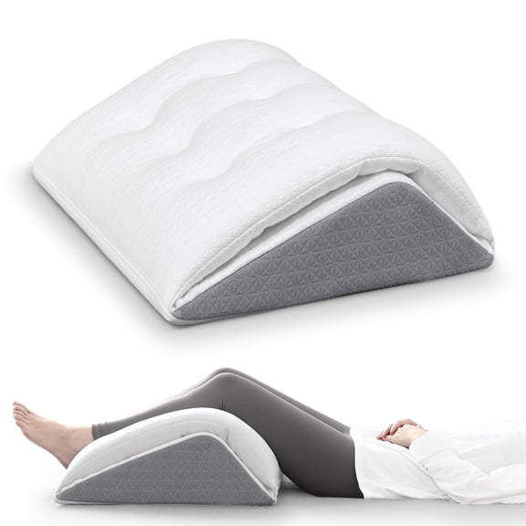 Knee Wedge Pillow, Convertible Knee Pillow for Legs Post Surgery, Knee Support, Leg Elevation, Dual-Layer Memory Foam Triangle Pillow for Back Sleeping, 21.5x16.5x6.3in