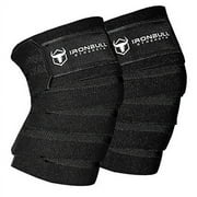 Knee Wraps (1 Pair) - 80" Elastic Knee and Elbow Support & Compression - For Weightlifting, Powerlifting, Fitness, WODs & Gym Workout - Knee Straps for Squats (Black)