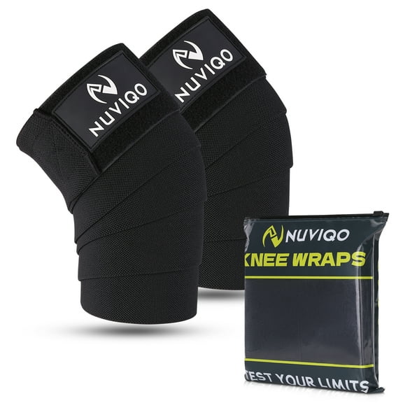 Knee Wraps (Pair) for Weightlifting 78 Inch Maximum Compression - Black