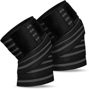 Knee Wraps for Squats and Powerlifting 72 Inch Compression Wraps with Strap for Men & Women Weightlifting Support Black, 1 Pair