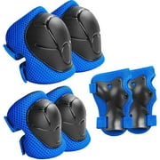 Knee and Elbow Pads for Kids,3 in 1 Protective Gear with Wrist Guards Blue for Outdoor Sports Roller Skate,Cycling