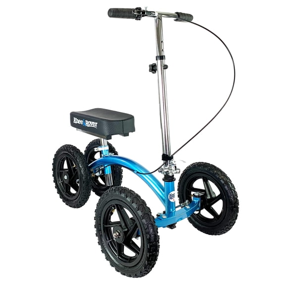 KneeRover Quad All Terrain Knee Scooter - Heavy Duty, for Surgery Recovery and Injuries, Metallic Blue