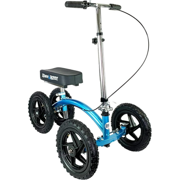 KneeRover Quad All Terrain Knee Scooter for Adults for Foot Surgery Heavy Duty Knee Walker for Broken Ankle Foot Injuries Recovery - Leg Scooter Best Knee Crutch Alternative (Metallic Blue)