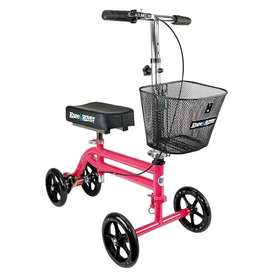 KneeRover Steerable Knee Scooter Knee Walker Crutch Alternative in Hot Pink