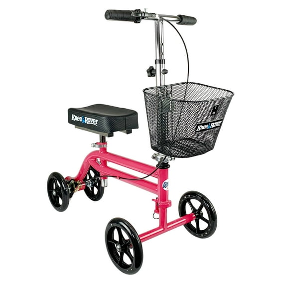 KneeRover Steerable Knee Scooter Knee Walker Crutch Alternative in Hot Pink