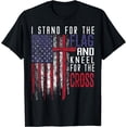 thumbnail image 1 of Kneel For The Cross US Flag American Pride T-Shirt Black Large, 1 of 4