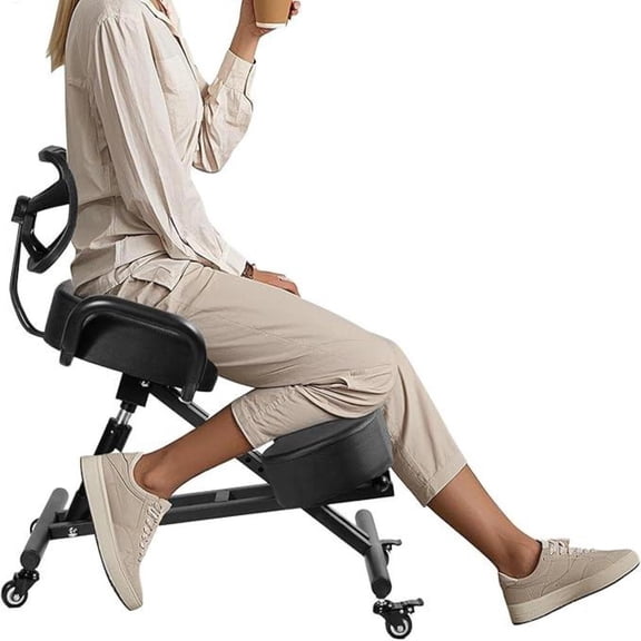 Kneeling Chair, Ergonomic Kneeling Chair with Back Support, kneelings Office Chairs with Adjustable Height and Lumbar Support for Banking Meeting Room Office Home Reception,Improve Postures