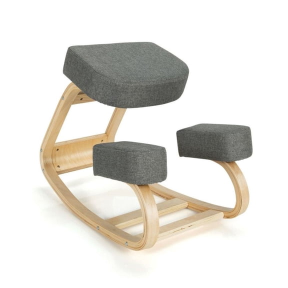 Kneeling Chair Rocking Ergonomic Office Stool - Posture Corrector, Back Pain Relief - Wood Frame, Adjustable Height, 330lbs Capacity