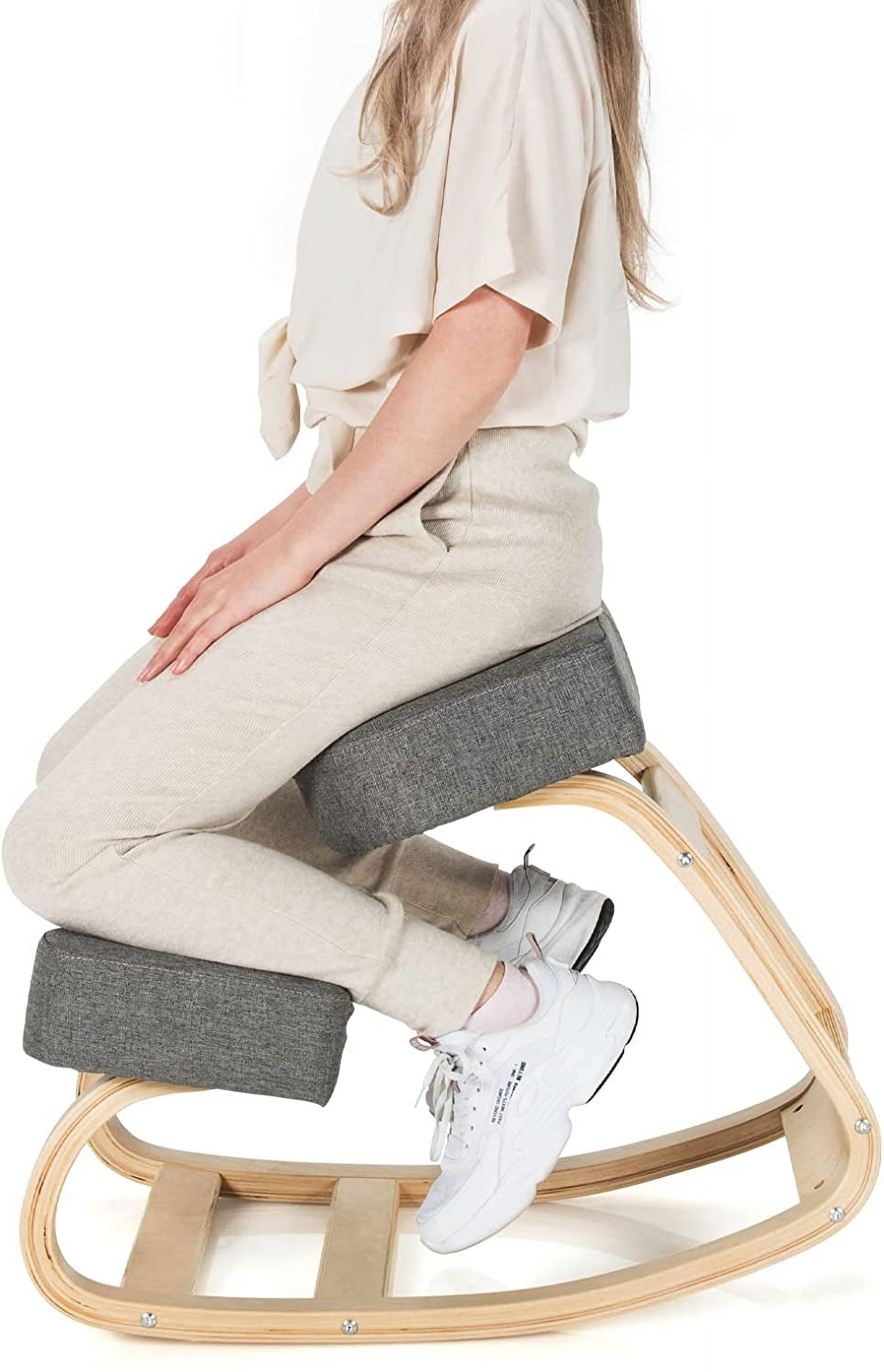 Kneeling Chair, Wood Posture Chair, Max Load 330 Lbs, Rocking Knee Chair with Soft Cushion ...