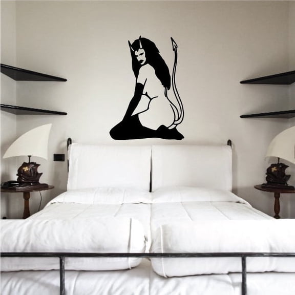 Kneeling Devil Girl Decal - 36 Inches