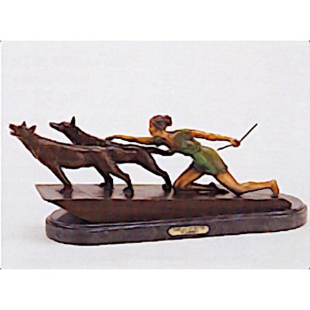 Kneeling Diane With Wolves by Demetre H. Chiparus 12"H x 23"L