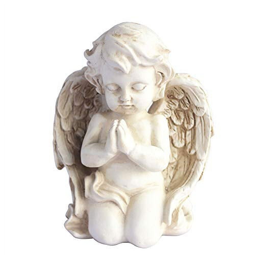 Kneeling Praying Cherub Statue Angel Statue Figurine Indoor Outdoor Home Garden Decoration Wings Angel Statue Sculpture Memorial Statue (Kneeling Praying Cherub)